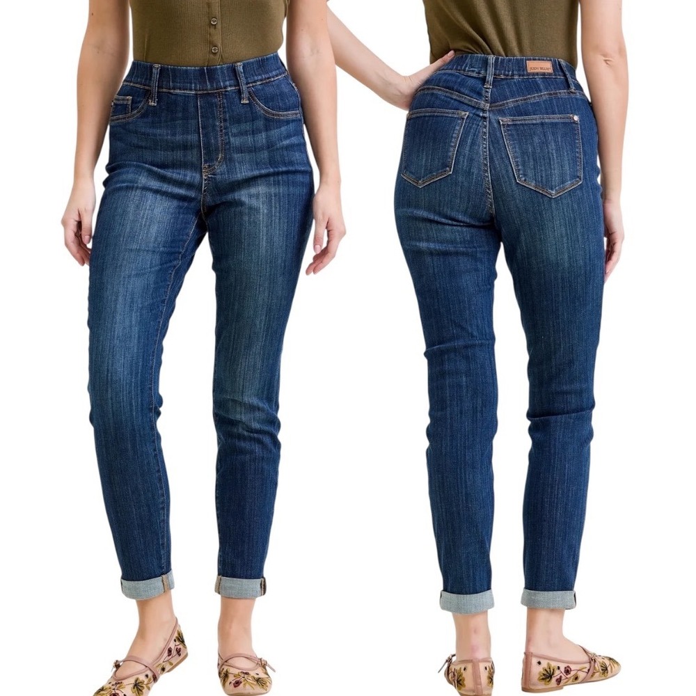 NWT Judy Blue Shake It Off Pull On Double Cuff‎ Slim Jeans 11/30 JB88750 DK